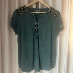 Women's Coldwater Creek Tee, weathered appearance, embellished, XL